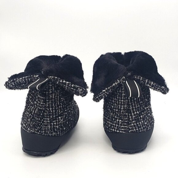 P448 Wool Tweed Faux Fur Lined Quilted Bootie Slipper US 7 EU 37 - Picture 6 of 16
